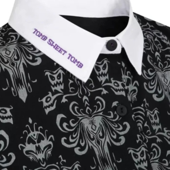 Disney Haunted Mansion Wall Papper Dress Glows In The Dark Sz L - Picture 8 of 9